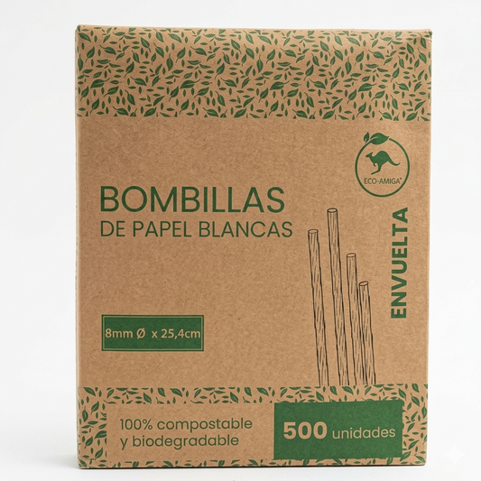 Bombilla Papel Negra 8mm x 25,4cm - 3 Capas (Caja 500unid)